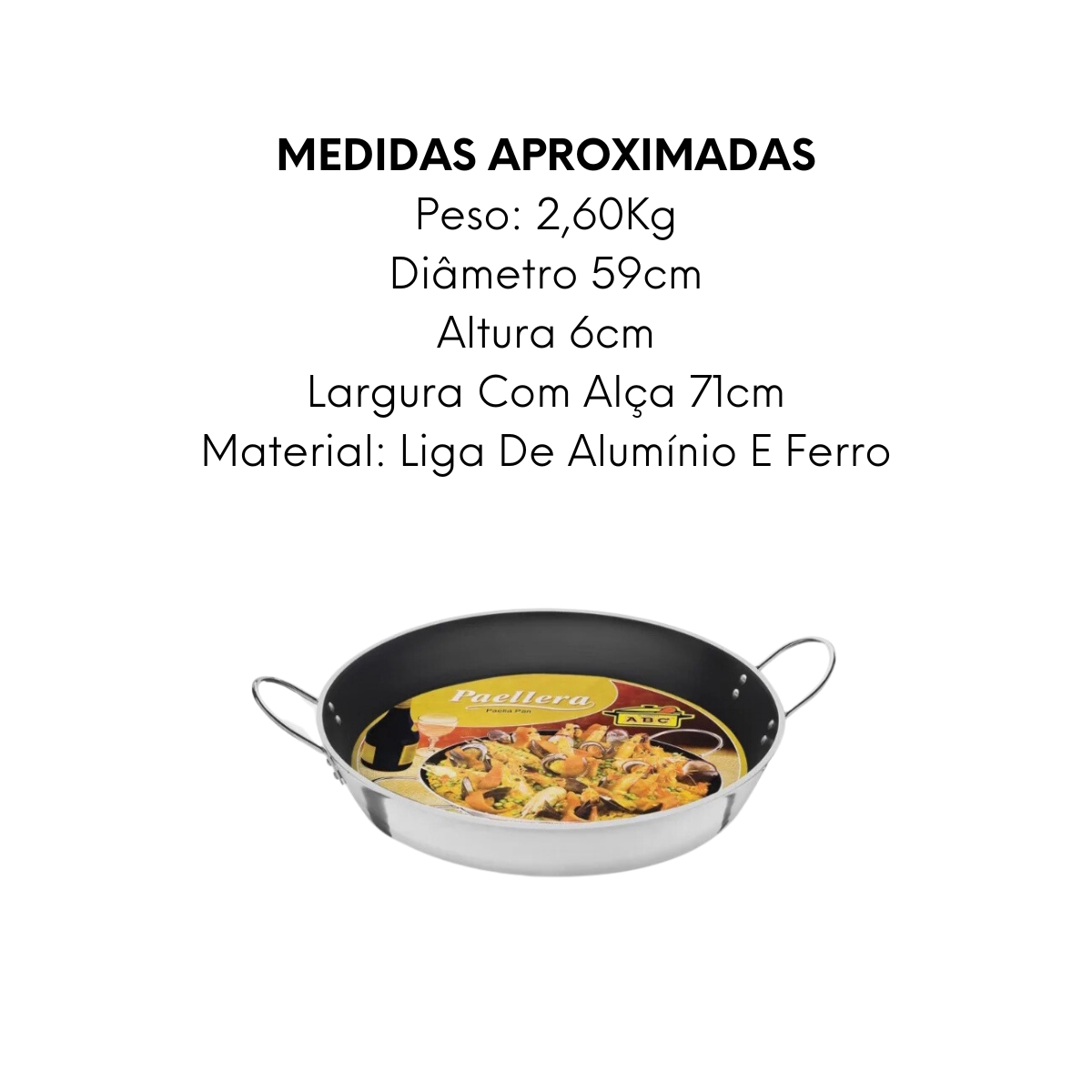 Paella Hotel N60 Antiaderente em Aluminio ABC