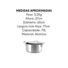 Caçarola N60 Com Alça de Alumínio 70L - A Gourmet