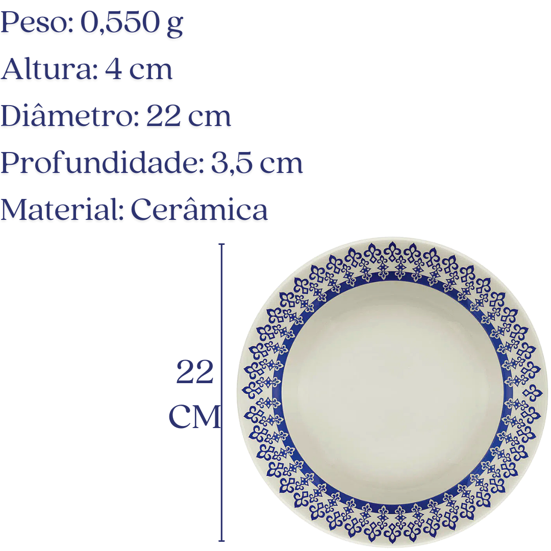 Prato Fundo Ceramica Donna Grécia Oxford