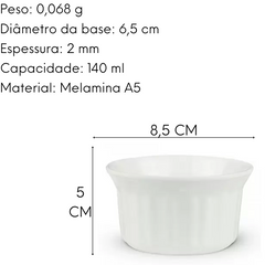 Ramekim Melamina Branco 140ml