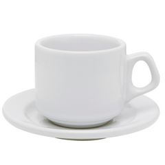 Xicara de Chá Plus Branca de Porcelana 200ml Com Pires Oxford