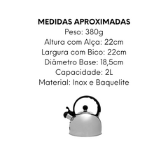 Chaleira em Aço Inox 2L Cabo Baquelite - A Gourmet