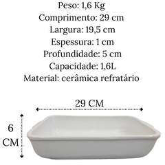 Assadeira Retangular N3 1,6L Cerâmica Refrataria LaFaenza