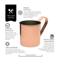 Caneca Moscow Mule Lisa Inox Bronze 450ml Mimo Style