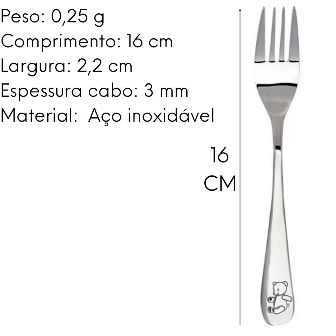 Jogo de Talheres Garfo e Colher Infantis Bear Mimo Style