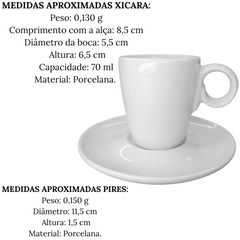 50 Xicara 70ml C/ Pires Porcelana - A Gourmet