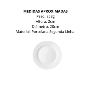 Kit 50 Prato Raso Bianco Flat 28cm Com Sua Marca - A Gourmet