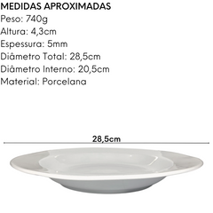 Prato Fundo de Massa em Porcelana Segunda Linha ATLAS