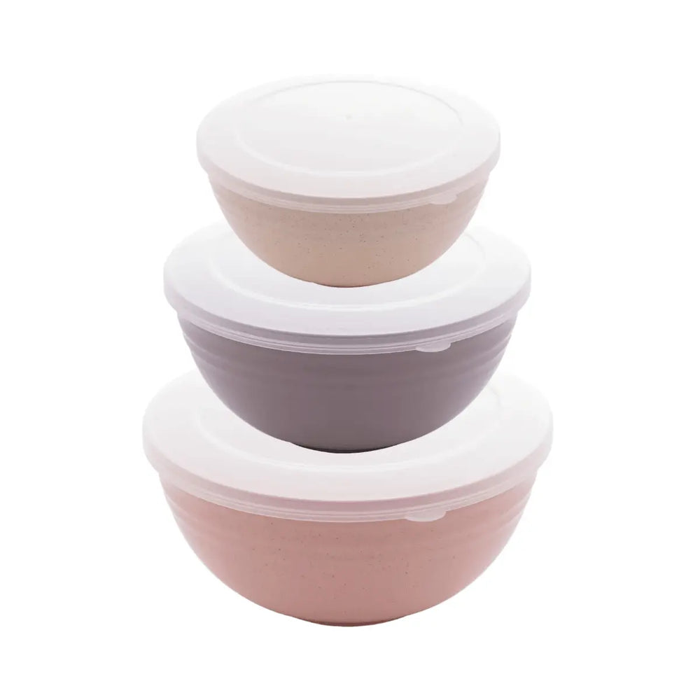 Conjunto 3 Bowls C/ Tampa Bambu Ecológico Cores Sortidas Lyor