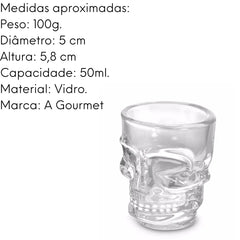 Copo de Vidro Caveira Shot Drinks Lyor