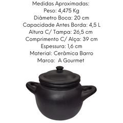 Caldeirão N2 em Cerâmica de Barro Capixaba Artesanato Vilas Boa