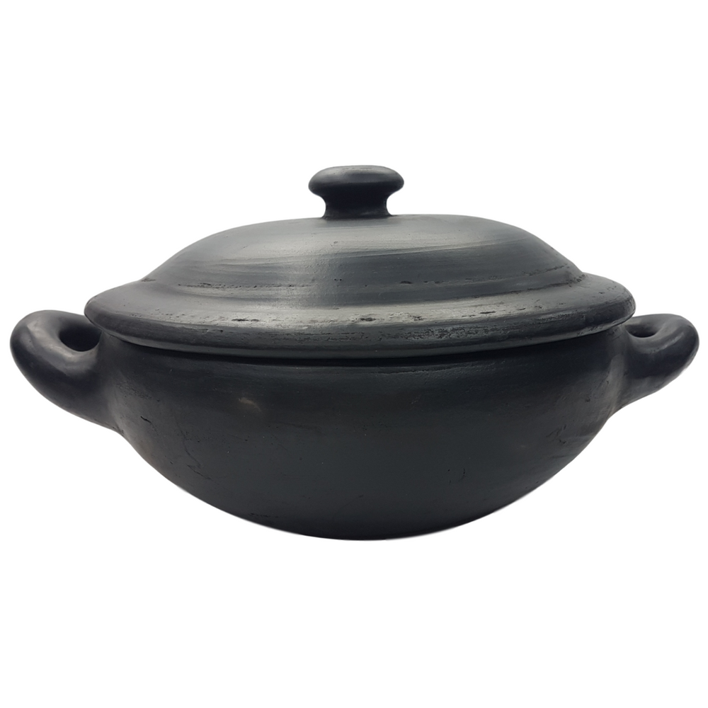 Caçarola Baixa Capixaba de Barro Preto Com Tampa N3 4L Artesanato Vilas Boa