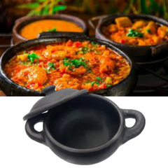 Panela Baixa de Barro Preto Capixaba N5 Com Tampa Artesanato Vilas Boa