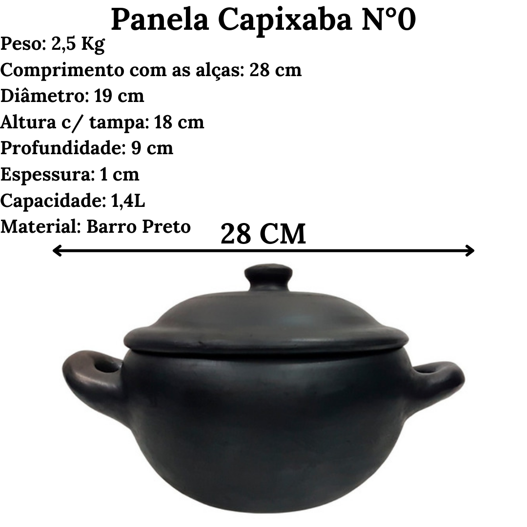 Caçarola De Barro Preto Capixaba N0 1,4L Artesanato Vilas Boa