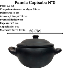 Caçarola De Barro Preto Capixaba N0 1,4L Artesanato Vilas Boa