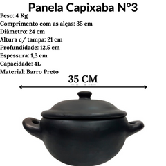Caçarola de Barro Preto Capixaba N3 4L Artesanato Vilas Boa