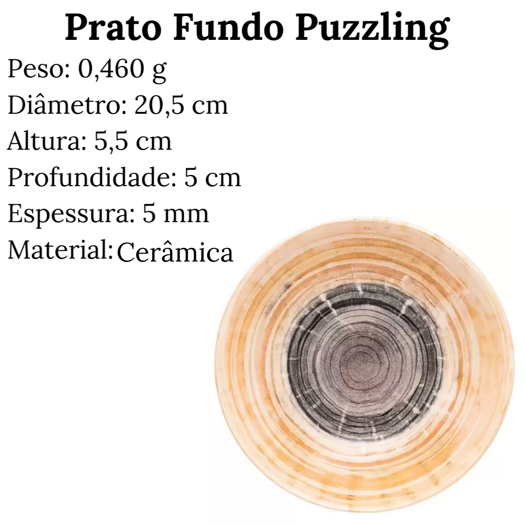 Prato Fundo Puzzling Oxford de Porcelana Oxford