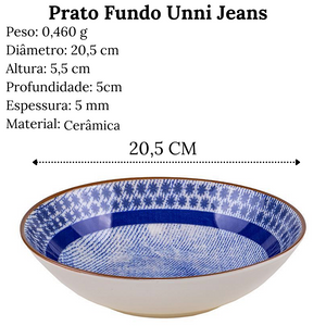 Jogo Jantar de 16 Peças Unni Jeans Oxford em Cerâmica Oxford