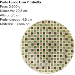 Prato Fundo de Ceramica Unni Piastrella Oxford