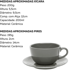 Xicara de Chá Moon Cinza 200ml Oxford Oxford