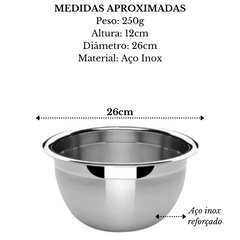 Tigela Bowl em Aço inox 26 cm Confeitaria Baccani