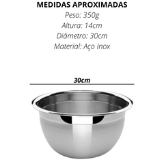 Tigela Bowl em Aço Inox 30cm Confeitaria Baccani