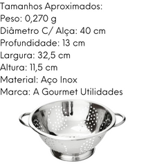 Escorredor de Massa em Aço Inox 32cm Baccani