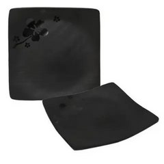 Prato Quadrado Côncavo Black 15cm Melamina Bestfer