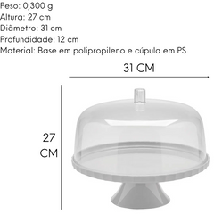 Boleira de Festa Com Pé 30cm e Cúpula OU