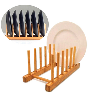 Suporte Escorredor de Prato 6 Divisória de Bambu Mimo Style
