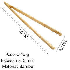 Pinça Reta de Cozinha 36cm de Bambu Mimo Style