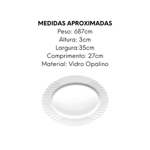 Prato Oval Ebro de Vidro Opalino Day Home