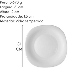 Prato Raso Parma em Vidro Temperado Day Home
