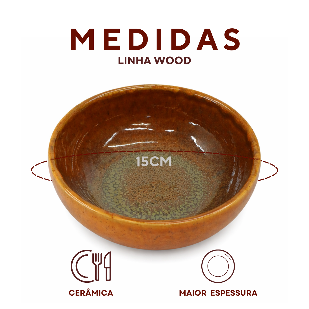 Tigela Cerâmica Refrátaria 350ml Romanha Wood