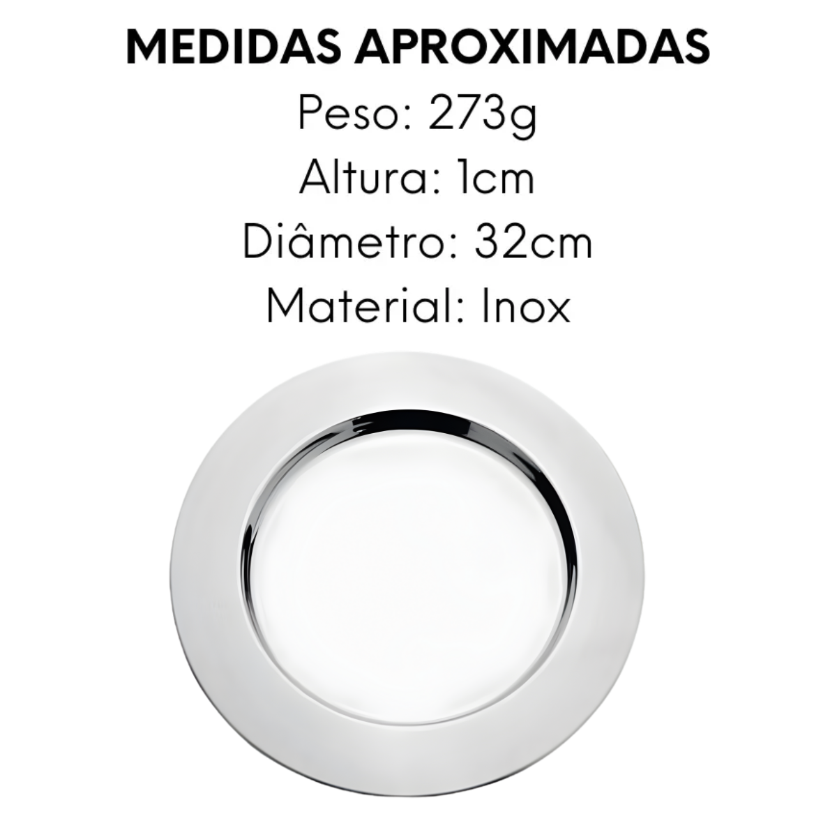 Sousplat Aço inox 32cm