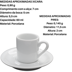 Mini Xicara de Café 60ml C/ Pires em Porcelana BelaVista
