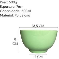 Tigela em Porcelana Japonesa Verde 500ml BelaVista