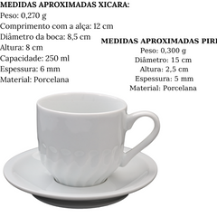 Xicara de Chá Paulista C/ Pires 250ml em Porcelana BelaVista