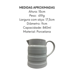 Jarra Canelada Grande 840ml de Porcelana BelaVista