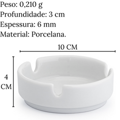 Cinzeiro Redondo em Porcelana 10cm BelaVista