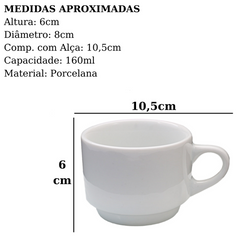 Xicara de Chá 160ml Empilhaveis em Porcelana BelaVista