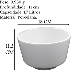 Tigela Bowl Fundo em Porcelana 1,7L BelaVista