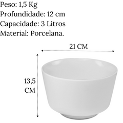 Tigela Bowl Fundo 3L em Porcelana BelaVista