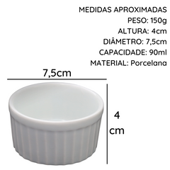 Ramekim Canelado de Porcelana 90ml Segunda Linha - A Gourmet