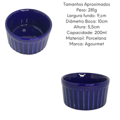 Ramequim de Porcelana Grande Azul 200ml BelaVista