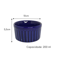 Ramequim de Porcelana Grande Azul 200ml BelaVista