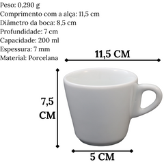Xicara de Chá 200ml Cabo Jundiai em Porcelana BelaVista