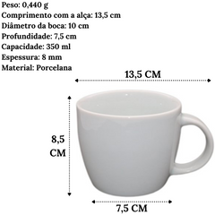 Xicara Balaio 350ml de Porcelana S/ Pires BelaVista