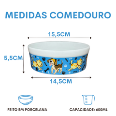 Comedouro Pet Azul de Porcelana 600ml
