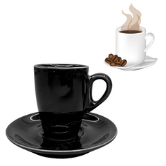 Xicara de Café Genova 80ml Com Pires Preto BelaVista